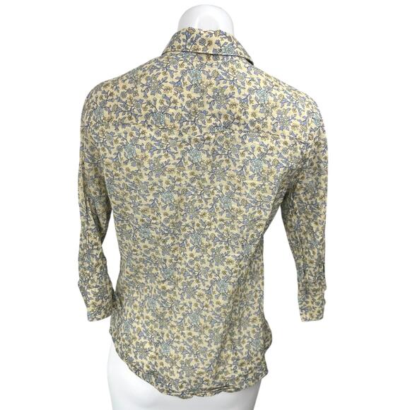 Anthropologie Odille Multicolor Floral 3/4 Sleeve Collared Button Up Shirt Top M - Picture 2 of 5
